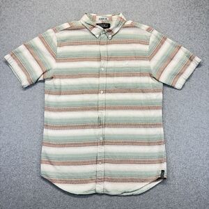 Ezekiel Y2K Striped Button Down Shirt Men’s L Multi Color Short Sleeve Pocket